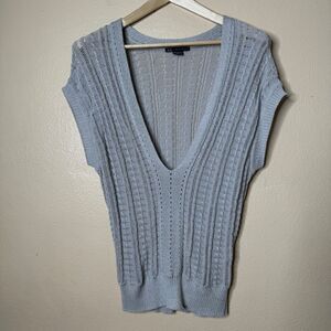 Armani Exchange Sweater Vest Women's Medium Gray V-neck Knitted Stretchy